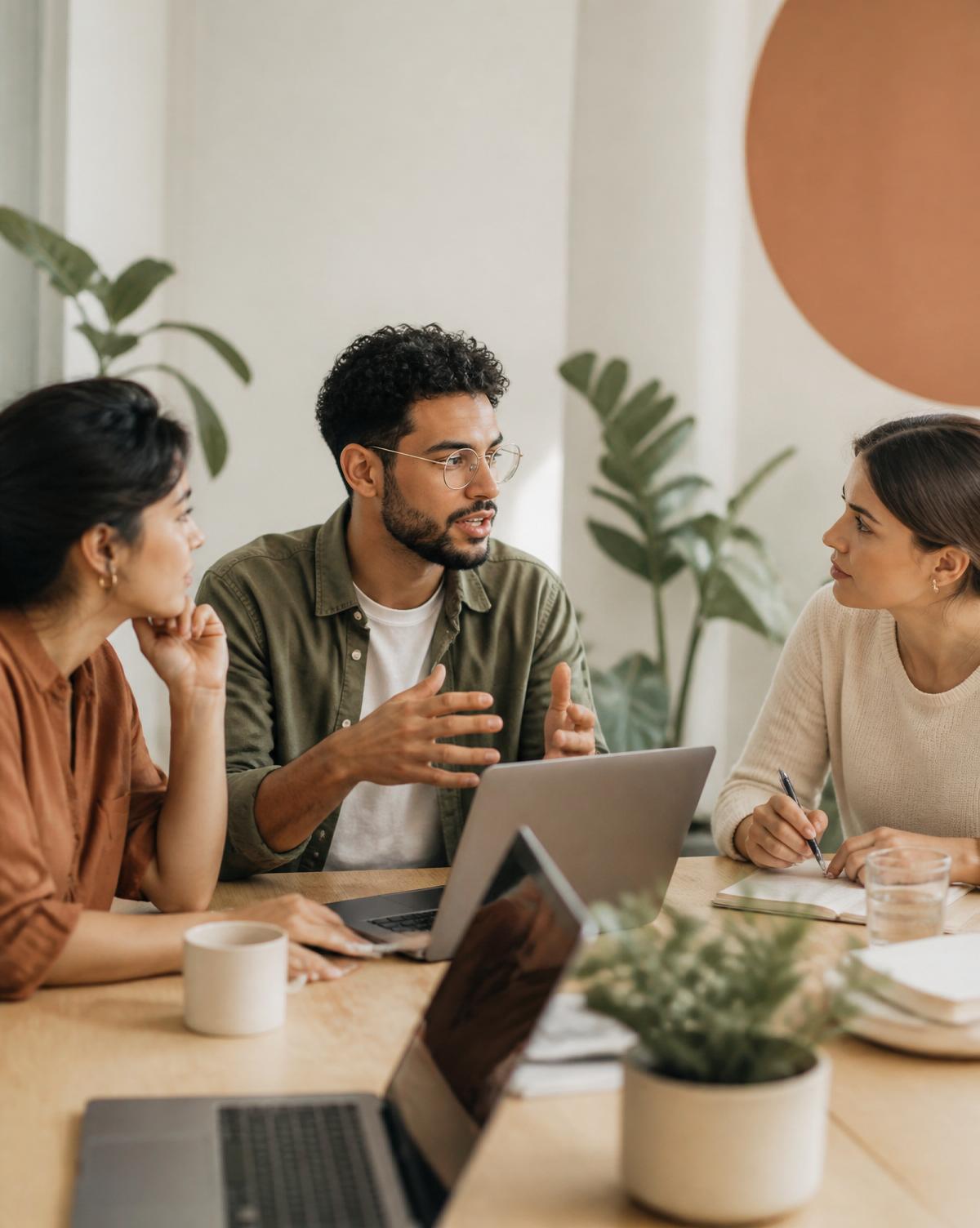 Junges Startup-Team im dynamischen Arbeitsgespräch